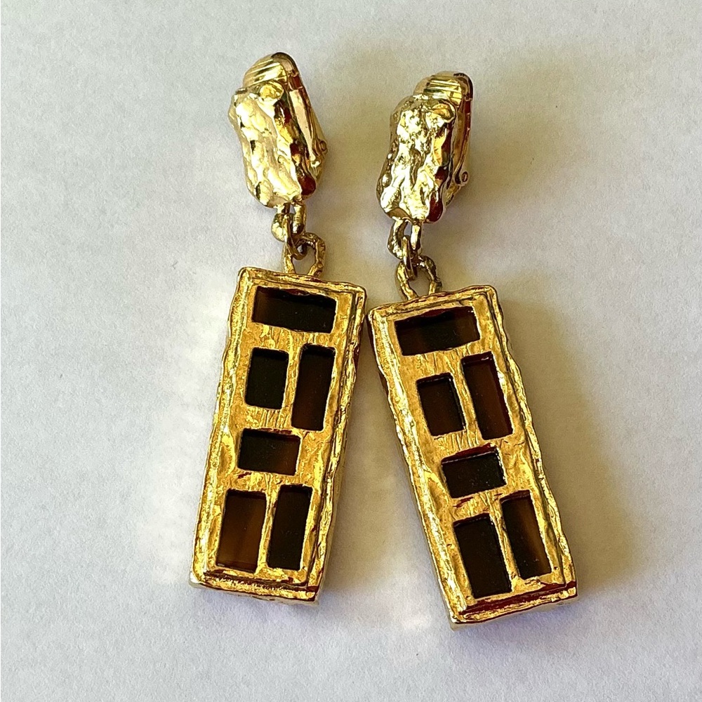 Vintage Park Lane Gold Tone Stained Glass looking  Earrings